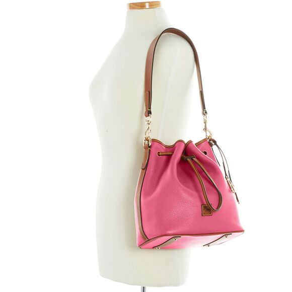 Dooney & Bourke Pebble Grain Drawstring Shoulder Bag - Hot Pink - Picture 4 of 4